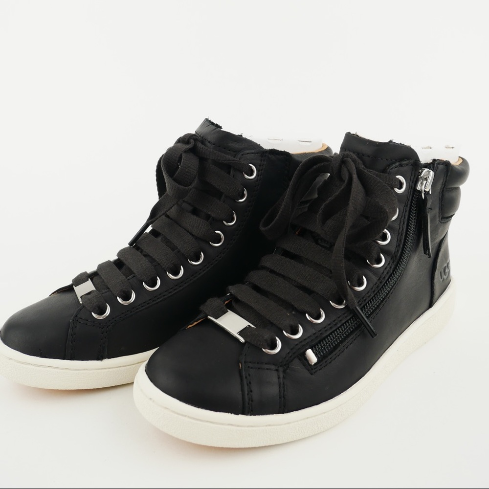 NIB UGG Olive 6 black leather high top sneaker - Picture 4 of 8